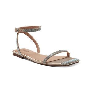 INC Womens Beige Adjustable Rhinestone Persida Square Toe Slip On Sandals 5.5 M